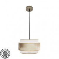 Distribuidor - Lâmpadas Diversas | Colgantes Moderno | COLGANTE NEPAL 3P 1XE27 CUERO/BLANCO/ORO REGX30X30CM Ref: 227893014